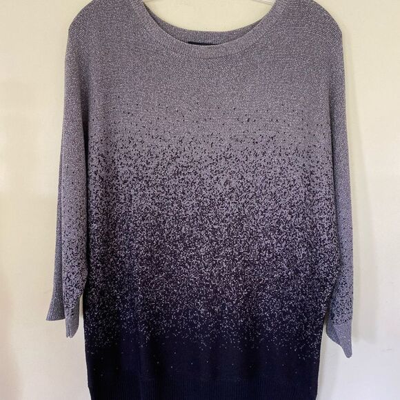 AGB Metalic 3/4 Sleeves Silver Knit Tunic Size Xl P - Picture 6 of 7
